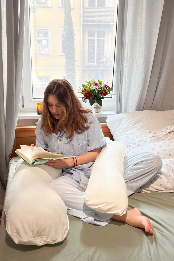 Възглавница за бременни 3 в 1 - органичен памук - екрю