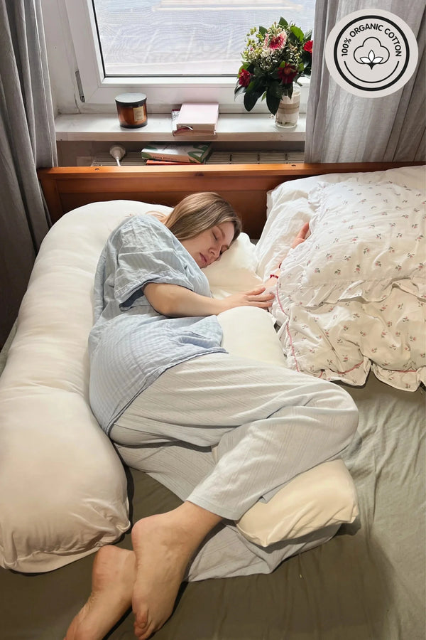 Възглавница за бременни 3 в 1 - органичен памук - екрю