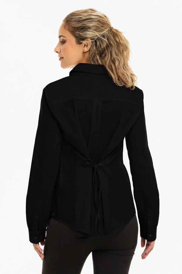 Памучна риза 2 в 1 за бременни и кърмещи - черна