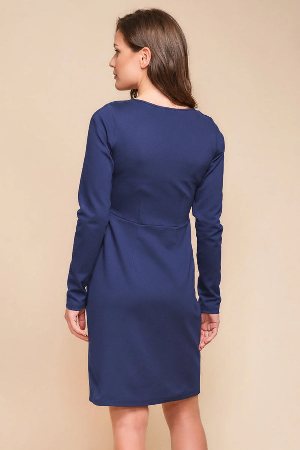 Елегантна рокля за бременни и кърмещи - синя