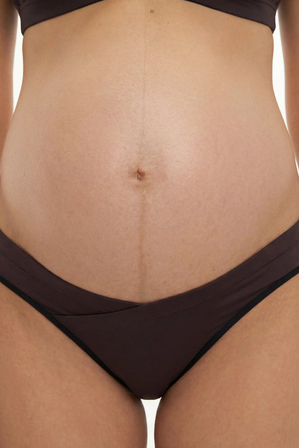 Бикини с ниска талия за бременни - тъмнокафеви