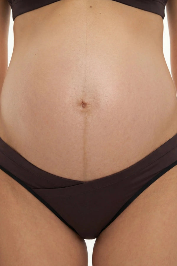 Бикини с ниска талия за бременни - тъмнокафеви