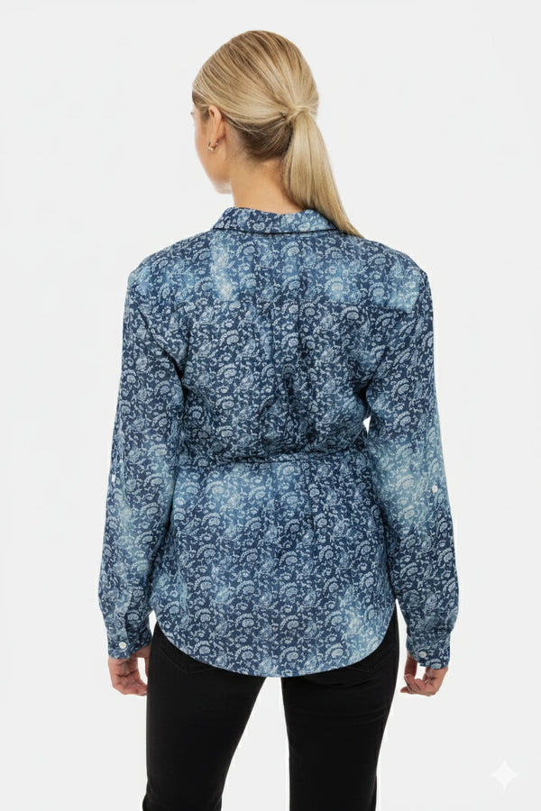 Памучна риза за бременни и кърмещи с десен