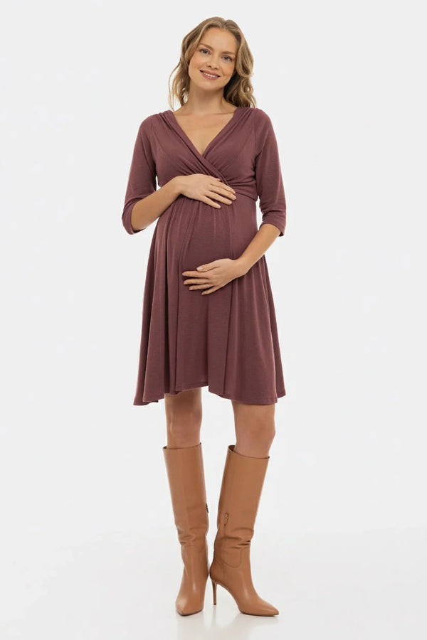Елегантна рокля за бременни и кърмещи - пепел от рози