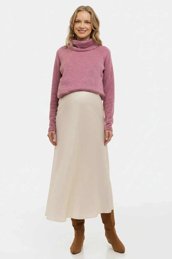 Сатенена пола за бременни - екрю