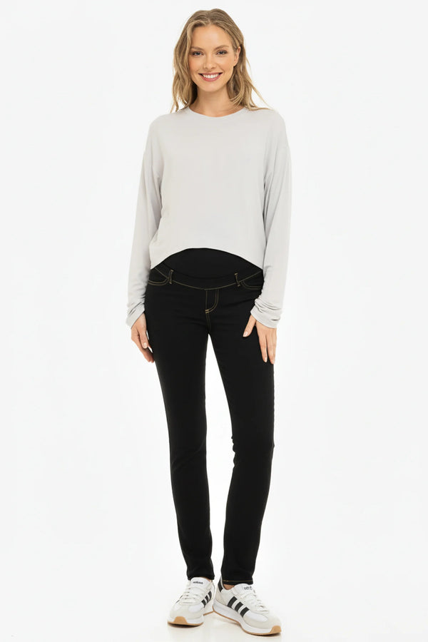 Еластични дънки за бременни със свалящ се колан