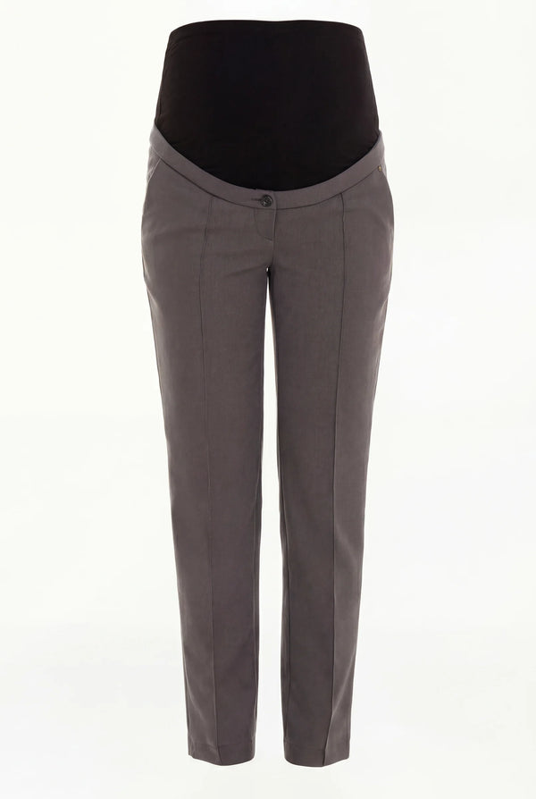 Офис панталон за бременни от вълнена смес - графит