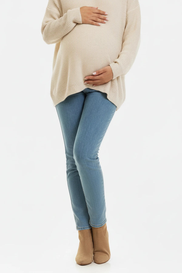 Вталени еластични дънки за бременни