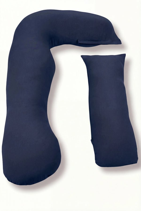 Възглавница за бременни и кърмене 3 в 1 - органичен памук - тъмносиня