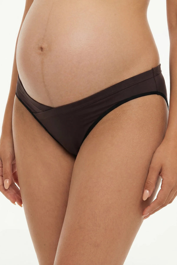 Бикини с ниска талия за бременни - тъмнокафеви