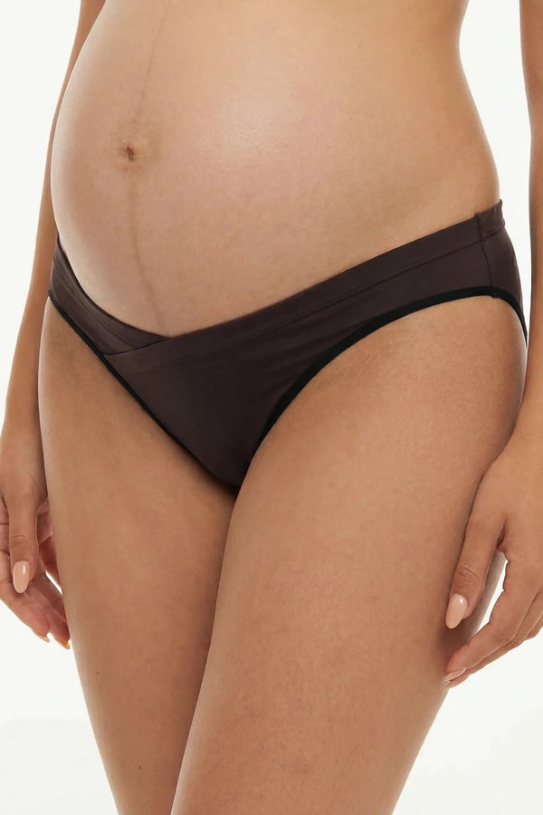 Бикини с ниска талия за бременни - тъмнокафеви