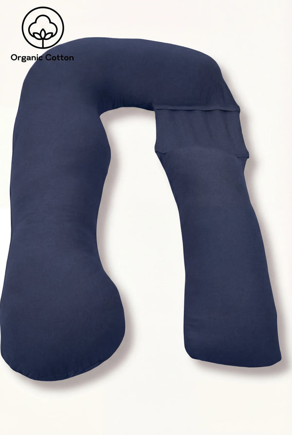 Възглавница за бременни и кърмене 3 в 1 - органичен памук - тъмносиня