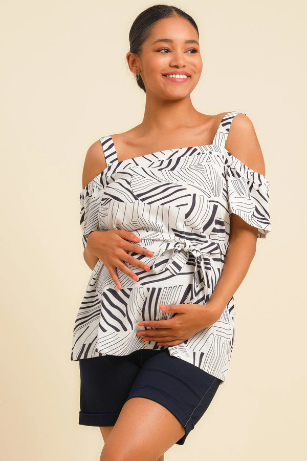 Блуза за бременни с ленен състав