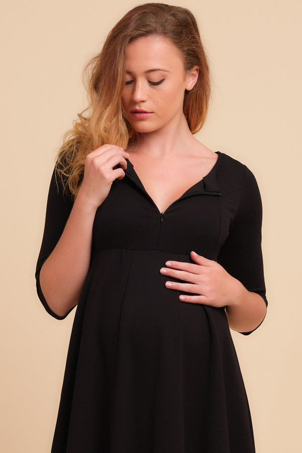 Вечерна рокля за бременни и кърмещи в черно