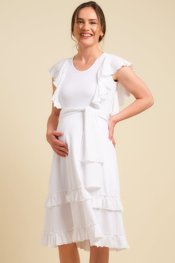 Официална рокля за бременни и кърмещи с точки
