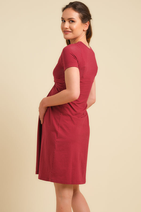 Памучна рокля за бременни с възел
