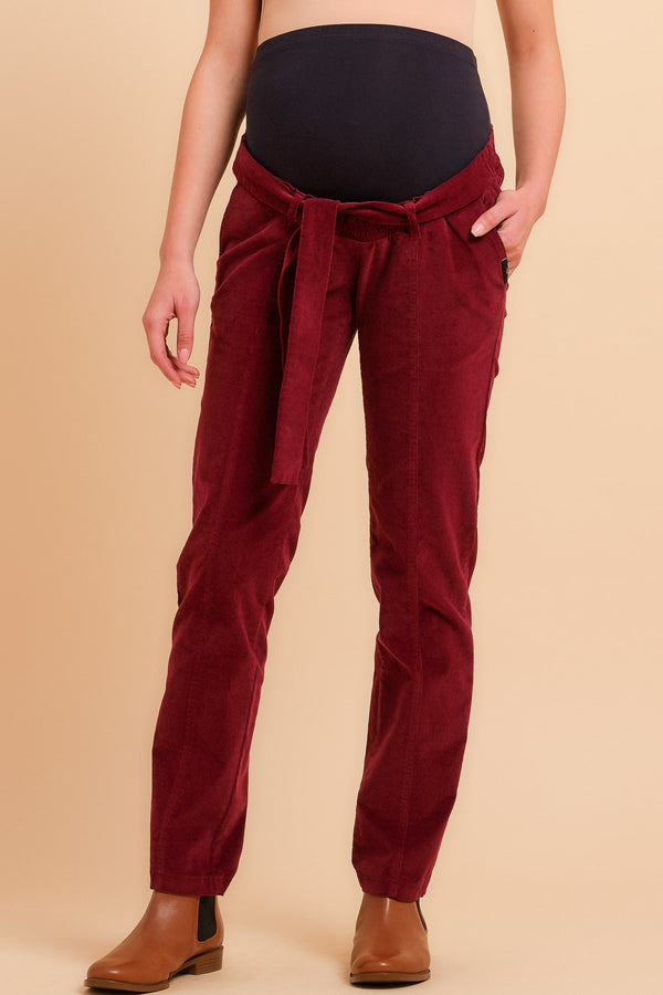 Джинсов панталон за бременни в бордо