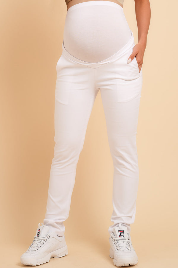 Памучен бял панталон за бременни