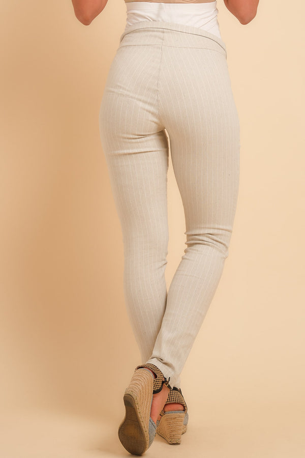 Еластичен панталон за бременни от лен