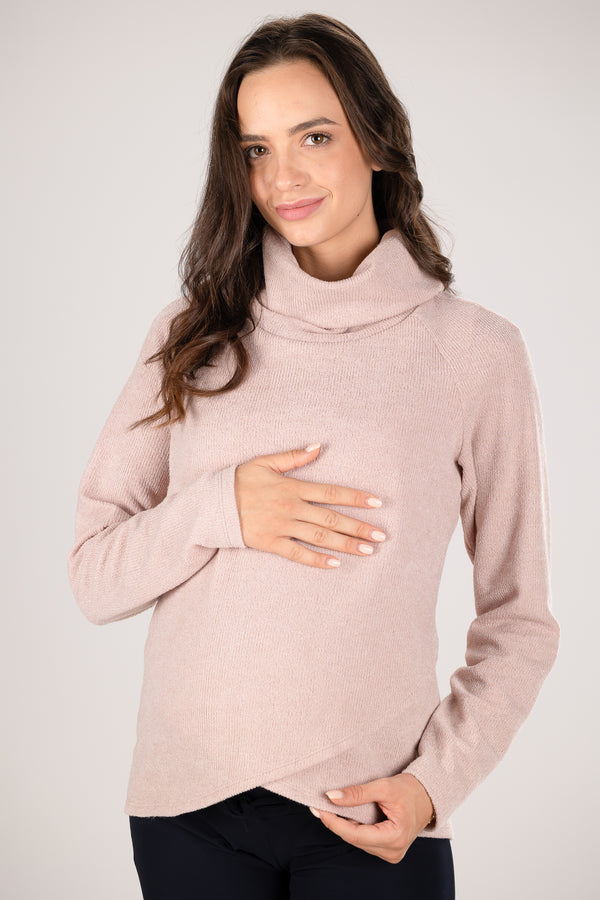 Плетен пуловер за бременни и кърмещи