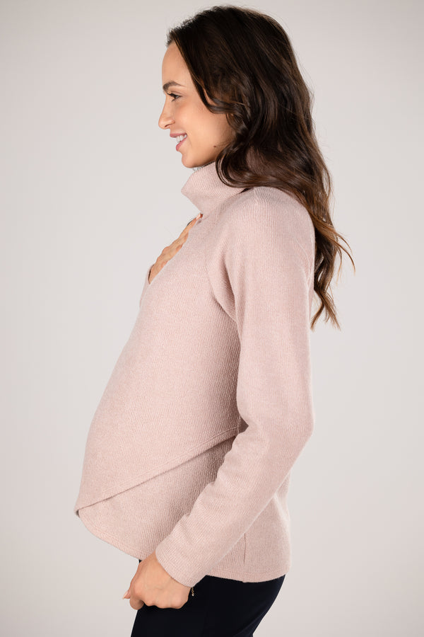 Плетен пуловер за бременни и кърмещи