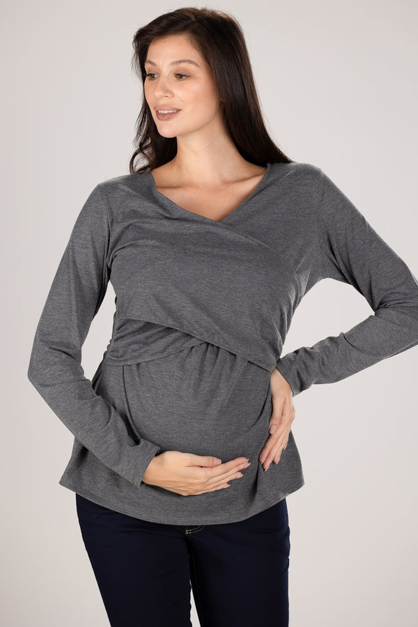 Блуза с прехвърляне за бременни и кърмещи