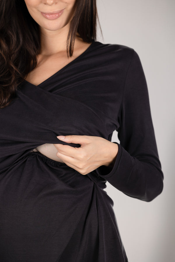 Блуза с прехвърляне за бременни и кърмещи