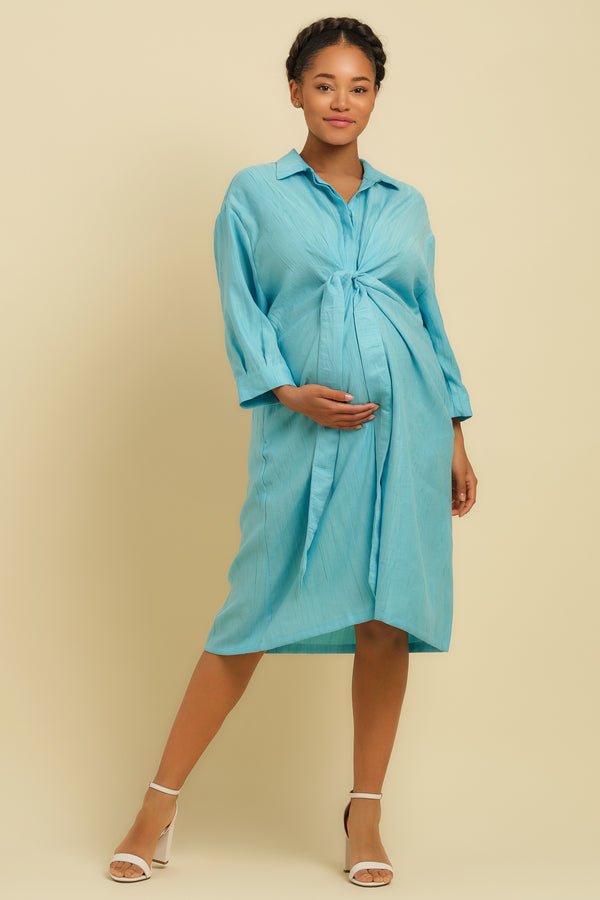 Ленена рокля-риза за бременни и кърмещи