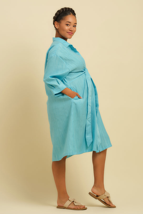 Ленена рокля-риза за бременни и кърмещи