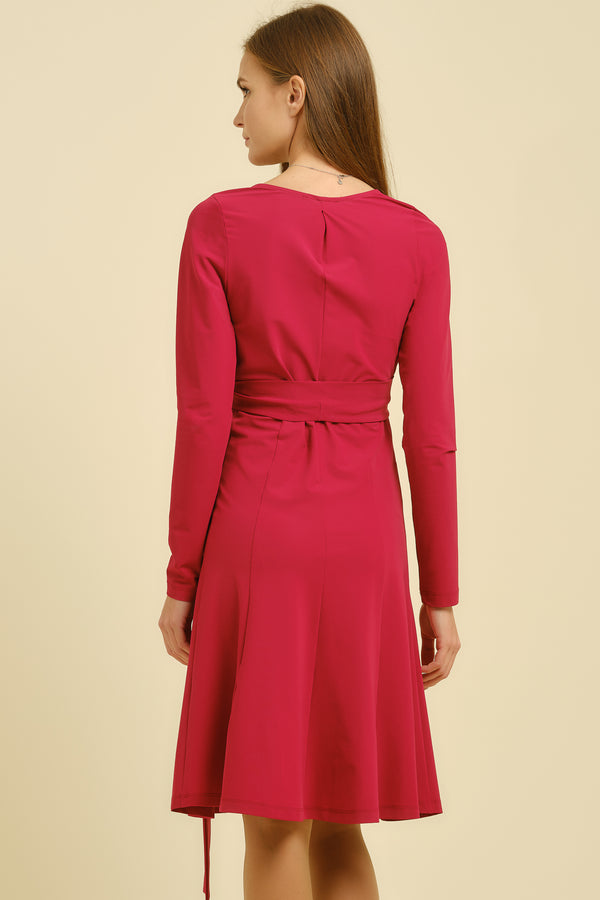 Разкроена рокля за бременни и кърмещи - малина