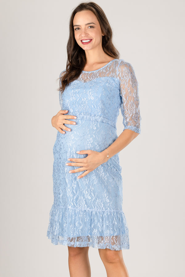 Официална дантелена рокля за бременни и кърмещи